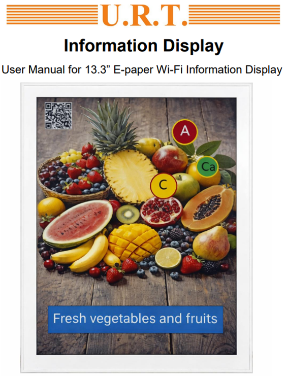 13.3” E-paper Wi-Fi Information Display