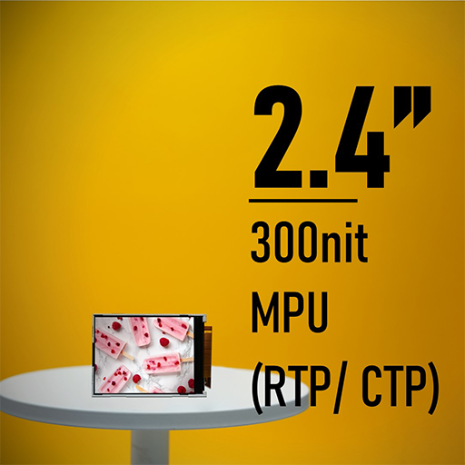 2.4" 産業用ディスプレイ, タッチ操作可能240×320 静電容量性タッチパネル